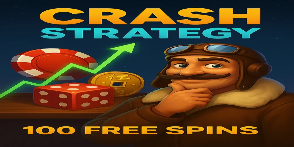Pilot, dice and rising graph highlighting crash game strategies and tips.
