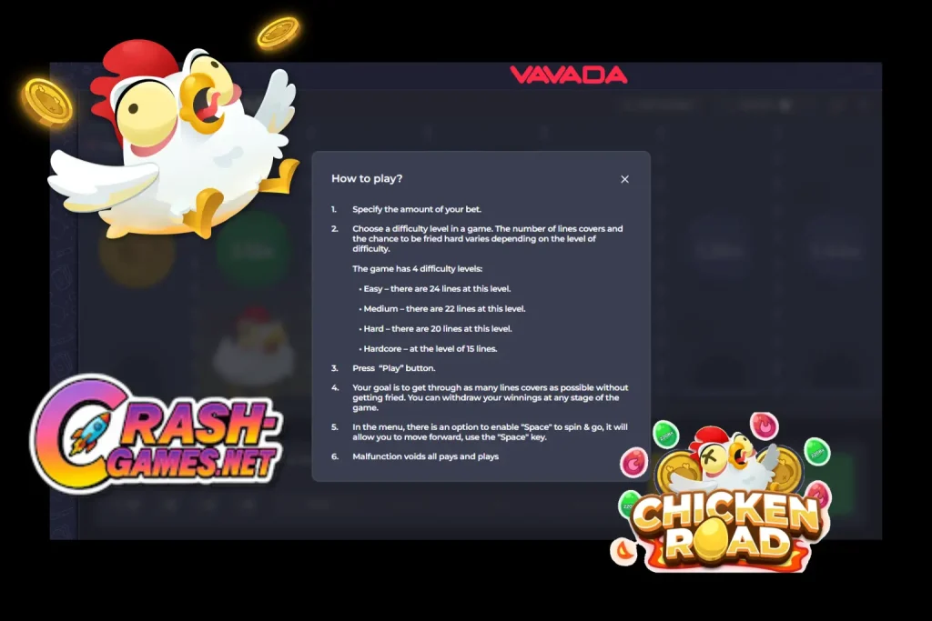 How to play chicken road rules and 4 diffculty levels