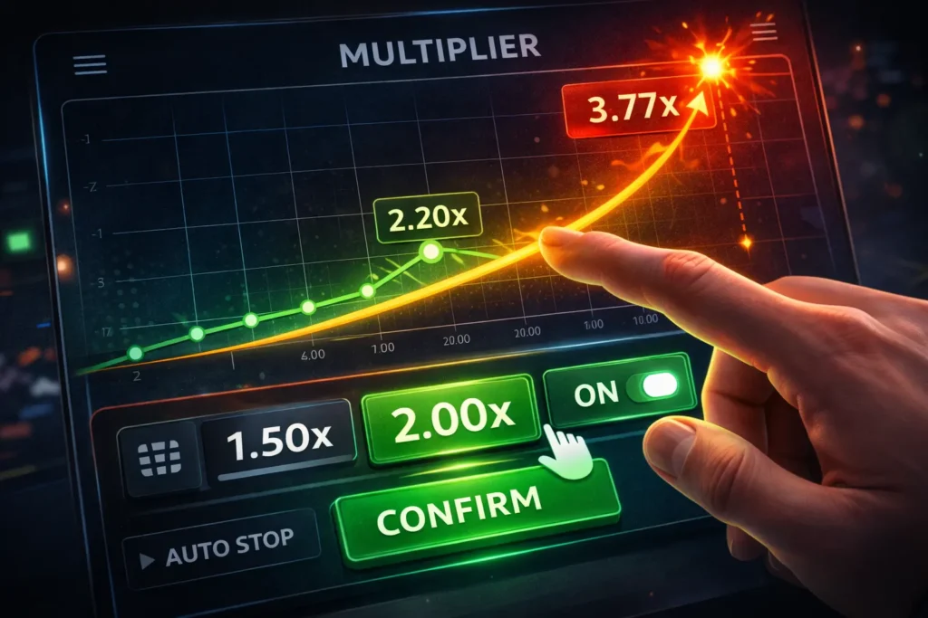 Player setting auto-cashout targets in a crash game interface