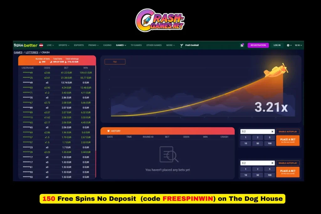 SpinBetter crash games lobby featuring Aviator