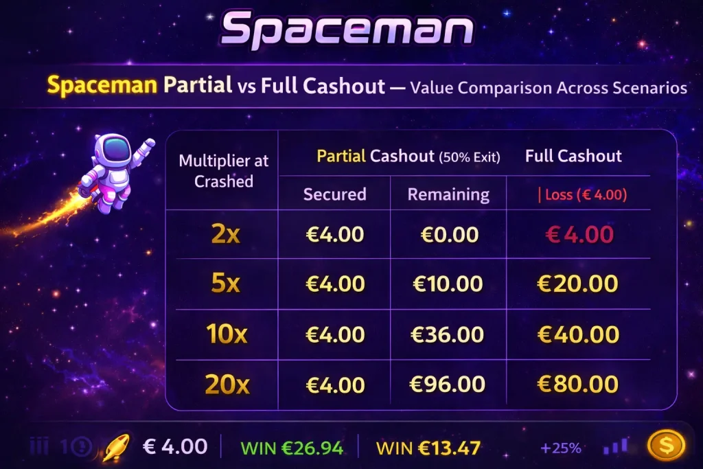 Spaceman by Pragmatic Play gameplay montrant un astronaute flottant dans l'espace avec des boutons multiplicateurs de montée et d'encaissement.